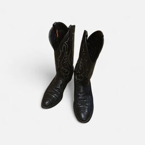 Laredo Black Cowboy Boots  10 D Preloved  Vintage MADE Usa Animal Print